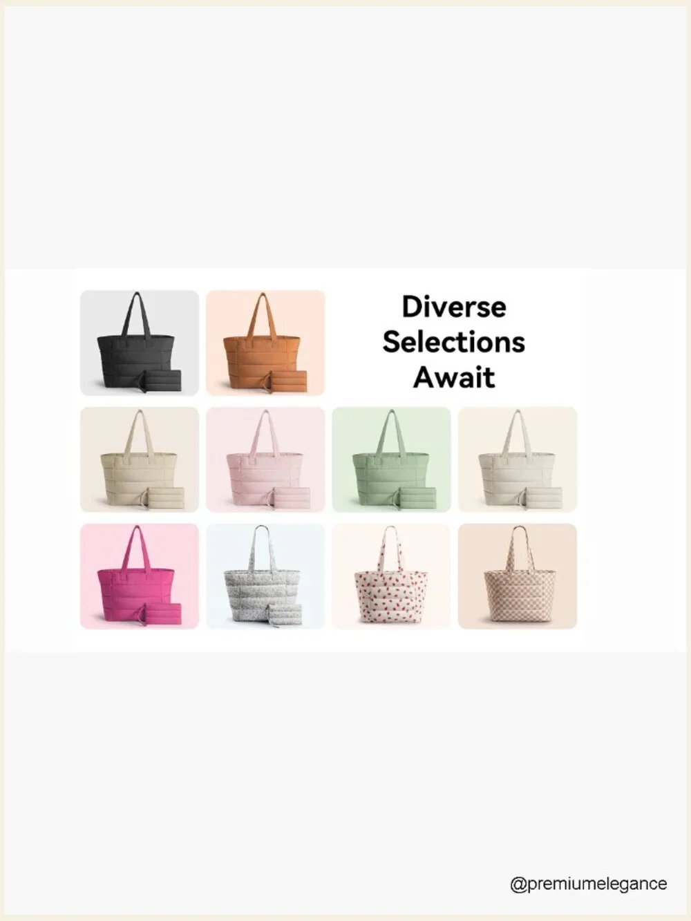Lightweight Puffy Tote Bag for Travel Work Gym Laptop Bag